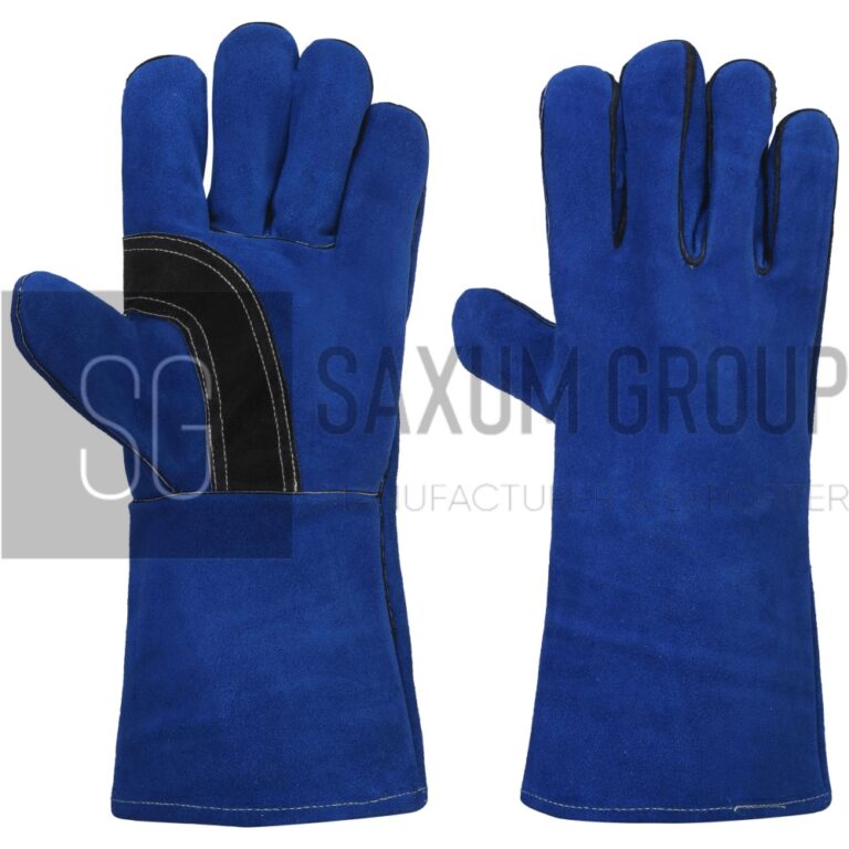 14 inch blue MIG welding glove with black palm