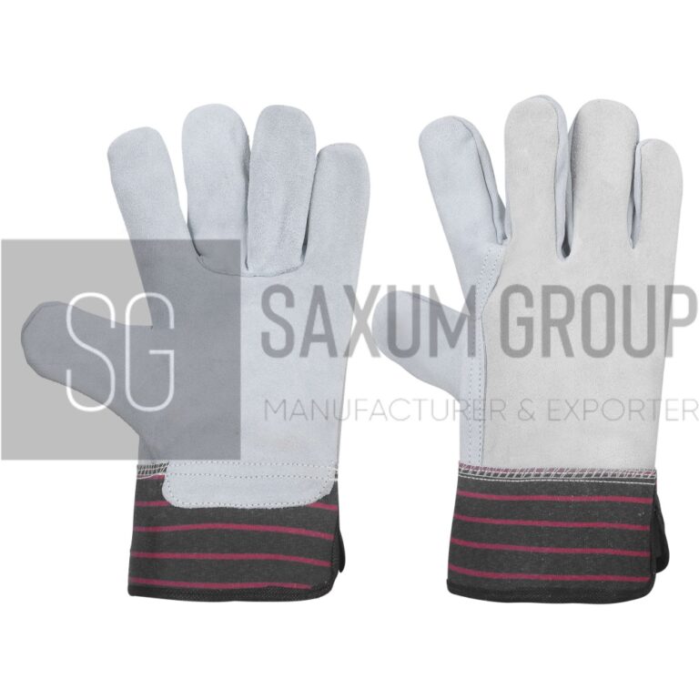 Full split leather work glove with rubber cuff
