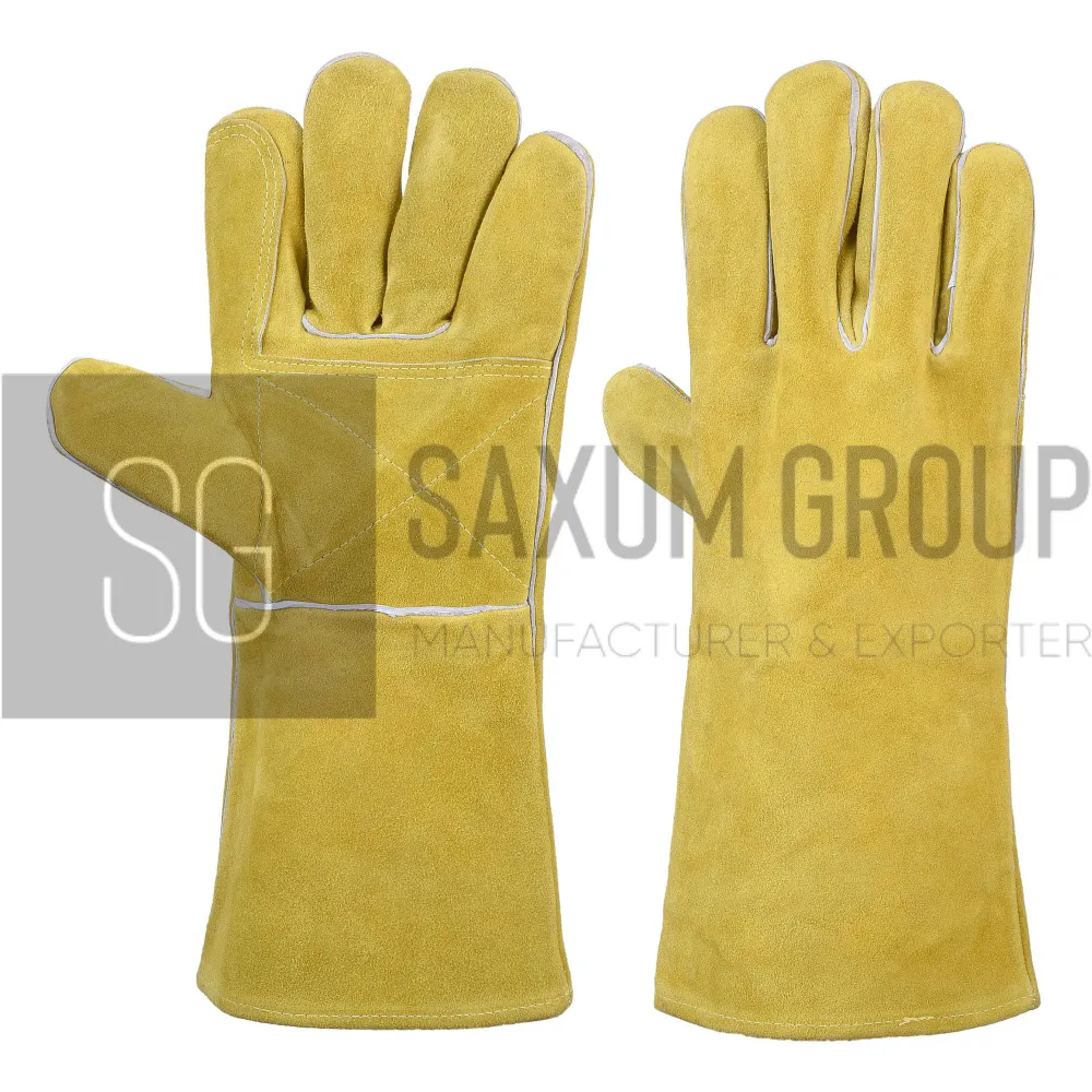 Cream Yellow Welding Gauntlet (SG-WG-32) by Saxum Group, Sialkot