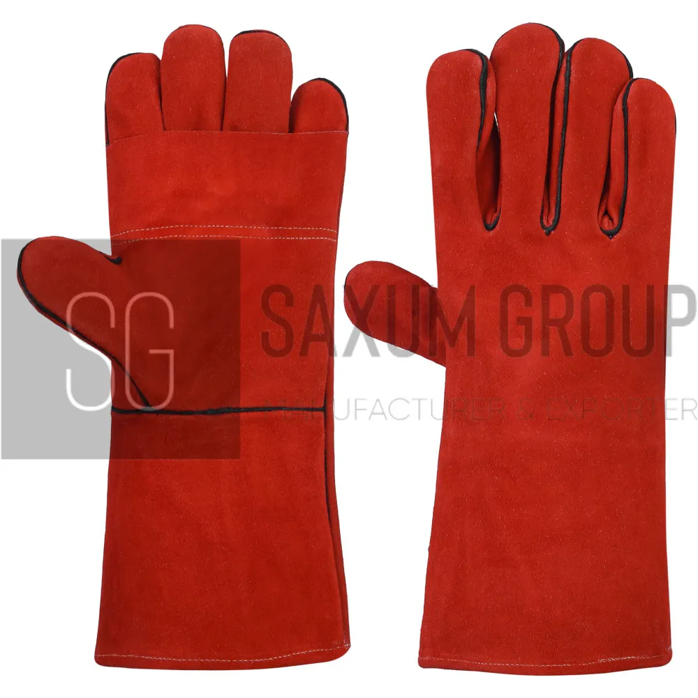 Deep Red Welding Gauntlet (SG-WG-29) by Saxum Group, Sialkot