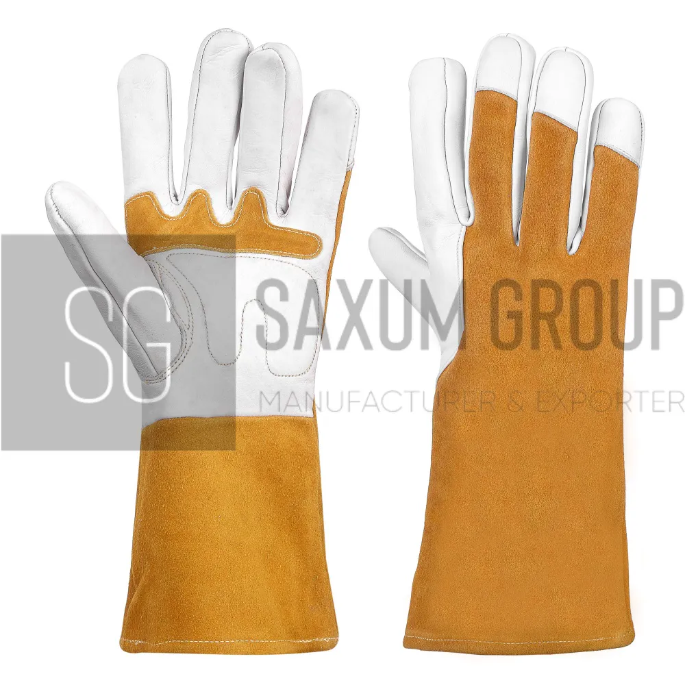 Grain Leather TIG Glove with Gold Patches and Cuff (SG-TG-48) by Saxum Group, Sialkot