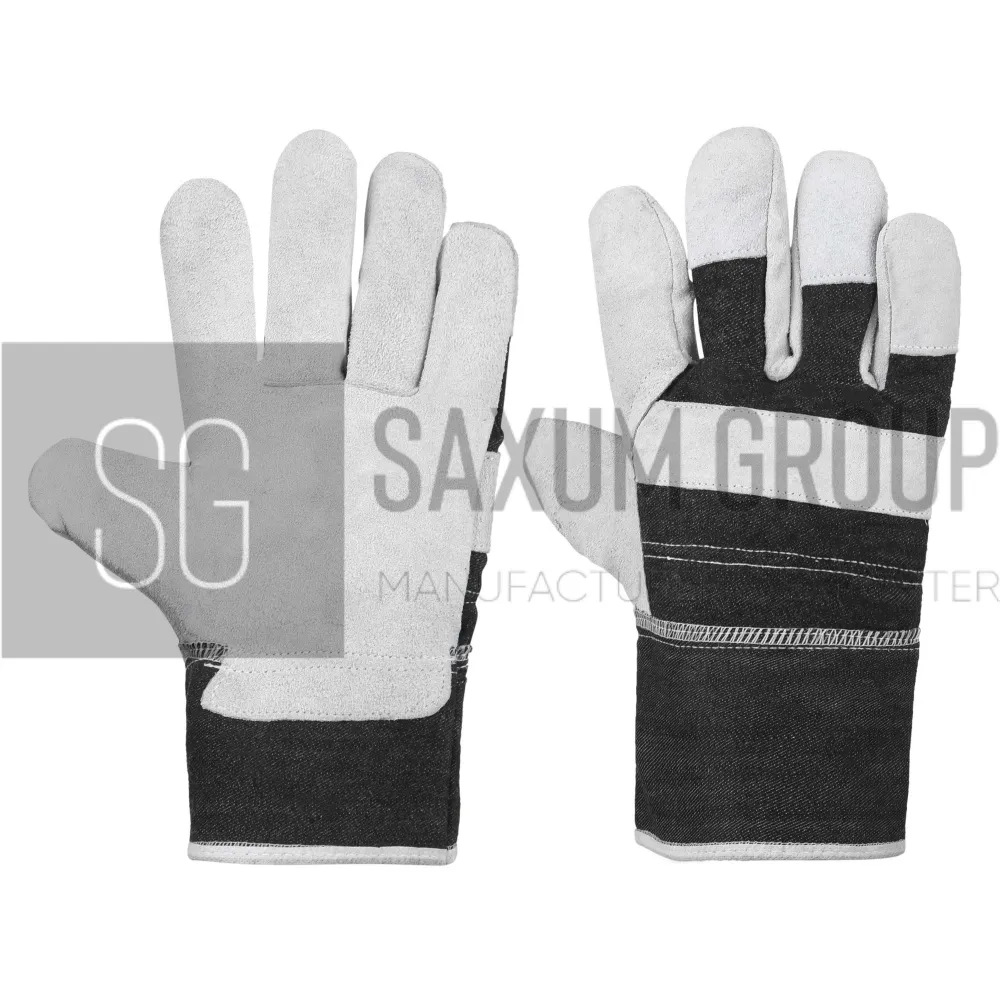 Grey Rigger Glove, Black Denim Back (SG-WK-08) by Saxum Group, Sialkot