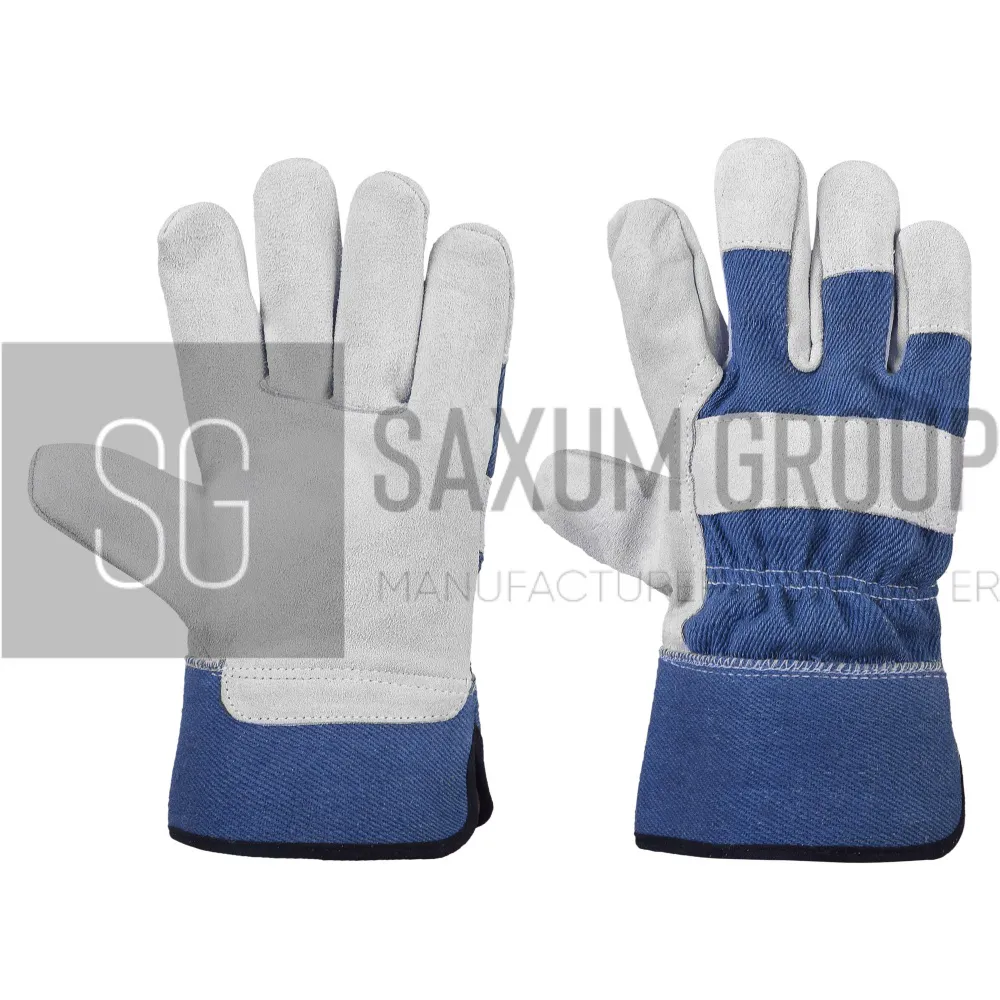 Grey Rigger Glove, Blue Denim with Elastic Wrist (SG-WK-13) by Saxum Group, Sialkot