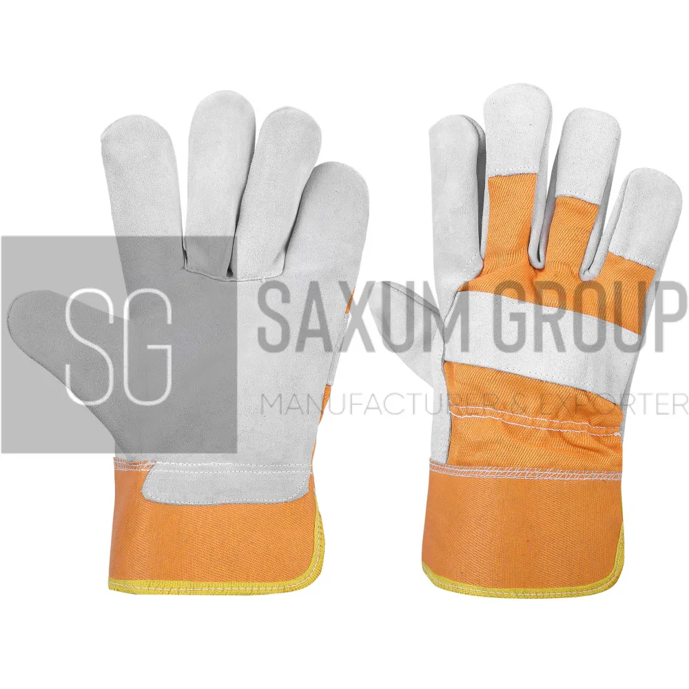 Grey Rigger Glove, Orange Back and Cuff (SG-WK-11) by Saxum Group, Sialkot