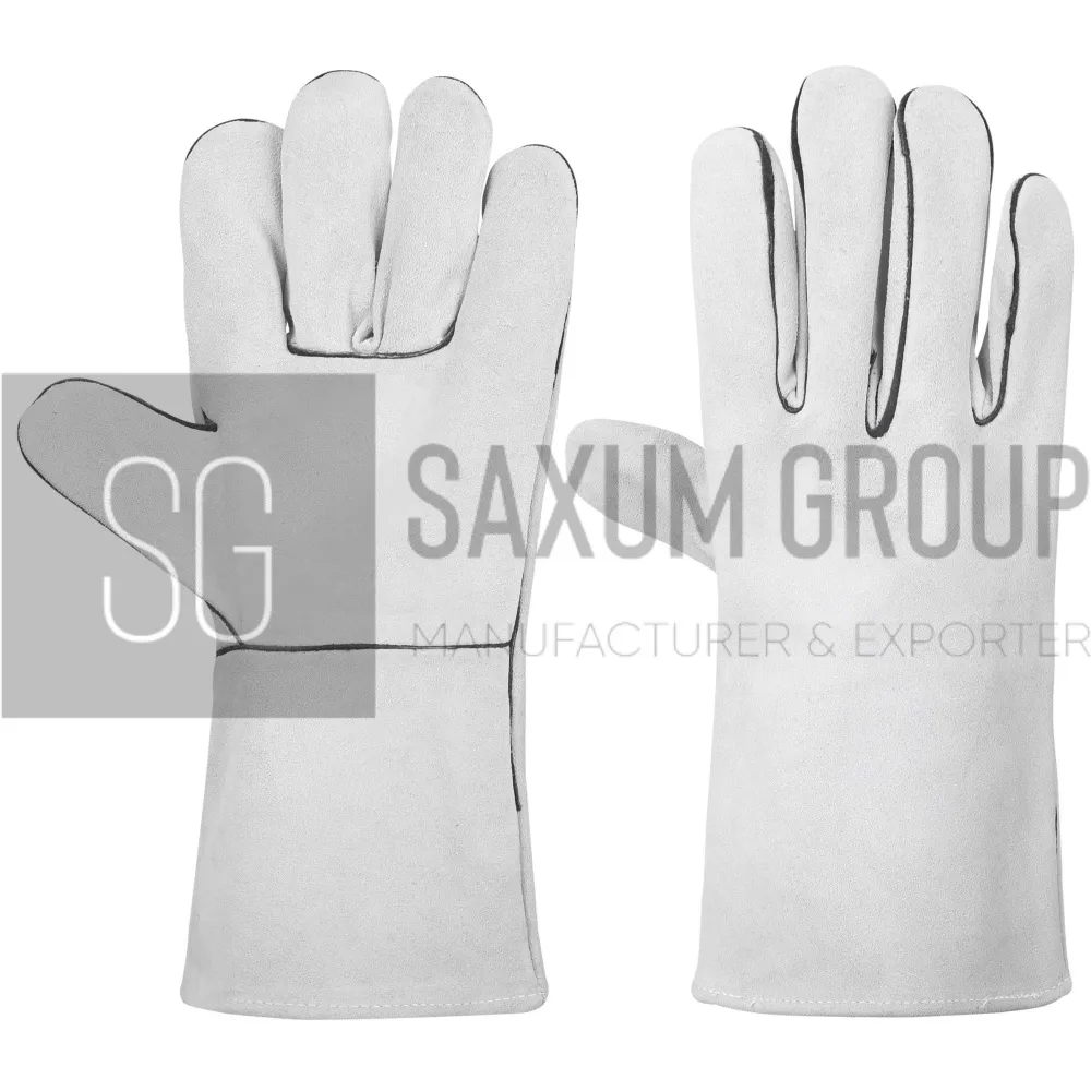 Grey Welding Gauntlet with Black Welts (SG-WG-26) by Saxum Group, Sialkot