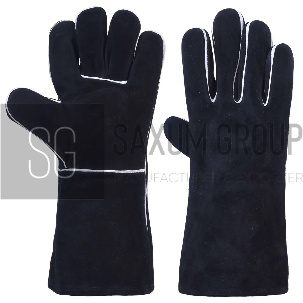Navy Black Welding Gauntlet, White Welts (SG-WG-20) by Saxum Group, Sialkot