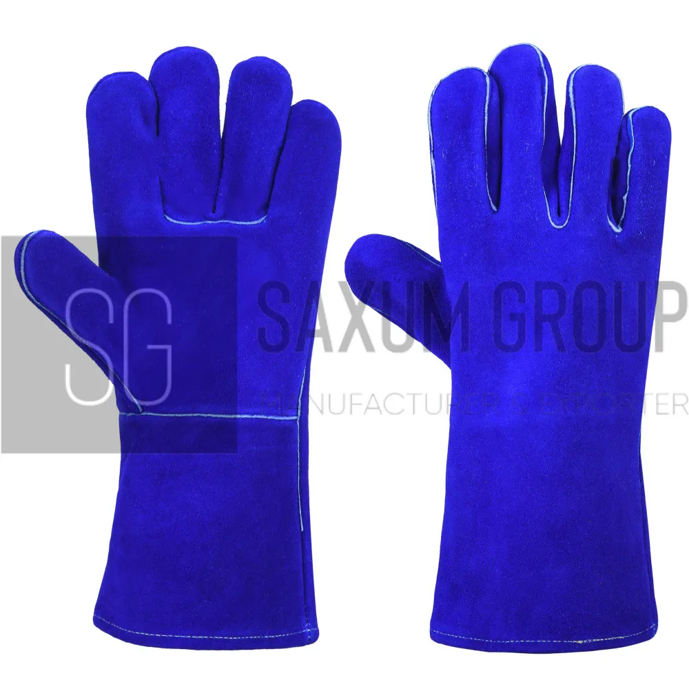 Plain Blue Welding Gauntlet (SG-WG-23) by Saxum Group, Sialkot