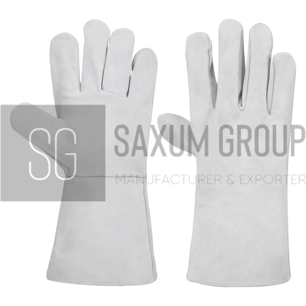Plain Grey Welding Gauntlet (SG-WG-25) by Saxum Group, Sialkot