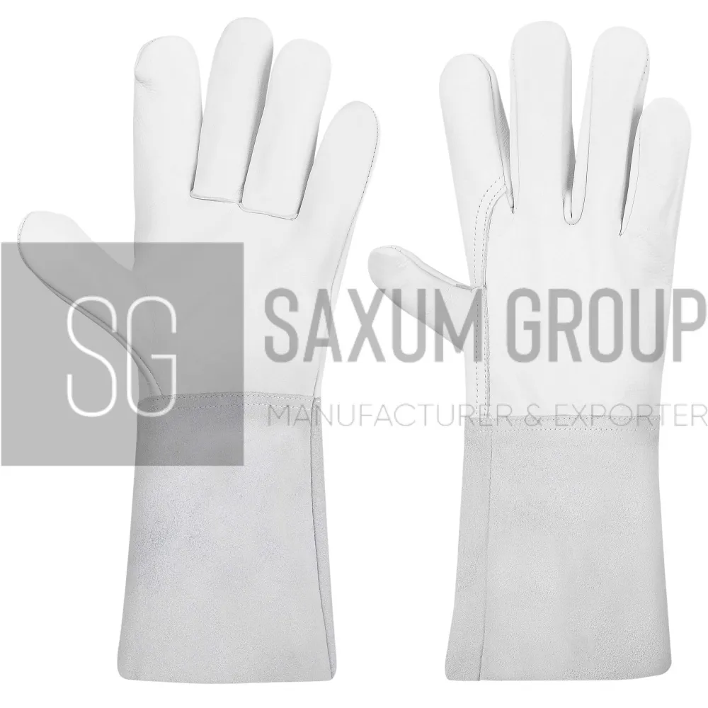 Plain White Grain Leather TIG Glove (SG-TG-54) by Saxum Group, Sialkot