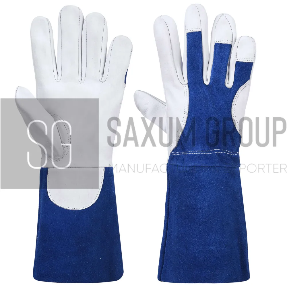 TIG Glove with Grain Palm, Blue Back and Cuff (SG-TG-50) by Saxum Group, Sialkot
