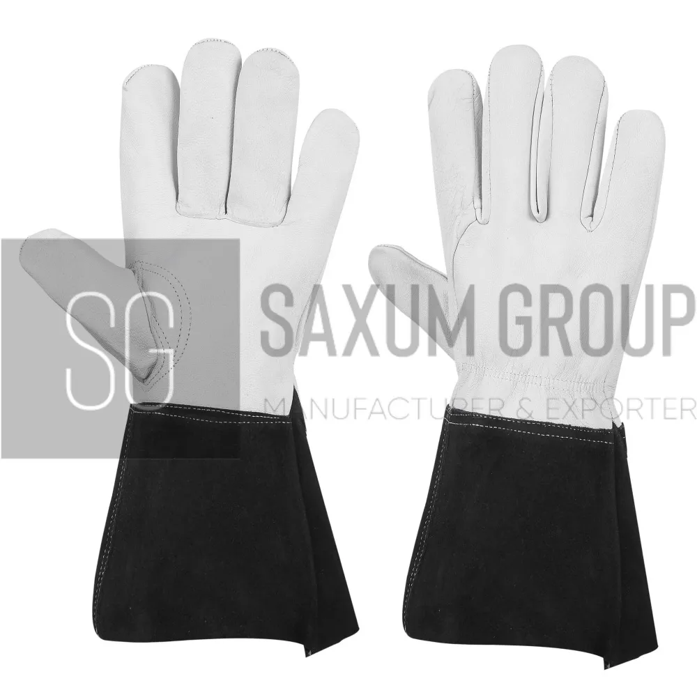 White Grain TIG Glove with Black Cuff (SG-TG-51) by Saxum Group, Sialkot