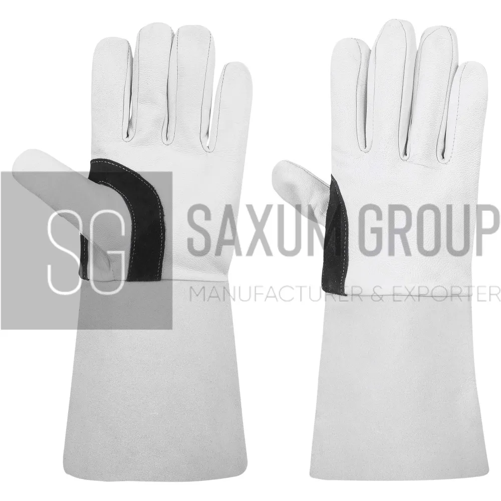 White TIG Glove with Black Thumb Crotch Patch (SG-TG-53) by Saxum Group, Sialkot